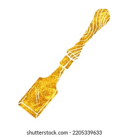 Chisel-Holzbearbeitungstool auf goldener Folienstruktur, Vektorgrafik