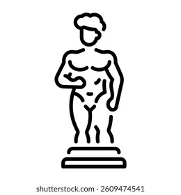 Chiseled marble statue icon in linear style 