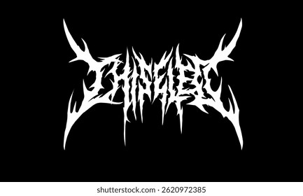 Chiseled, typography vector in a striking and intense dark metal font style for t-shirt print apparel, sticker, poster, logo and more