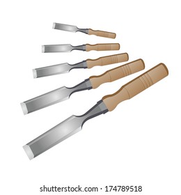 Chisel,Tools,vector and illustration, isolated on white background