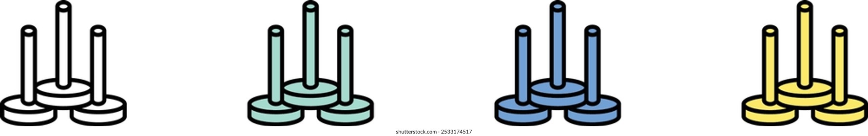 chishi icon. Outline, Green, Blue and Yellow Style Design Isolated On White Background