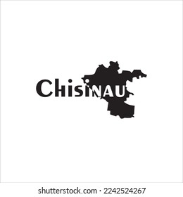 Chisinau map and black lettering design on white background