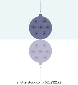 Chisrtmas ball on the blue background with reflection