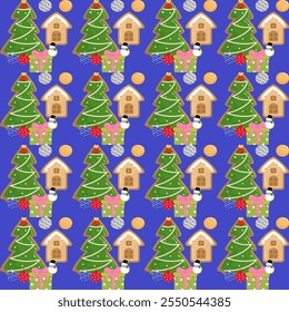 Chistmas card, gift bag or box design with hanging stockings