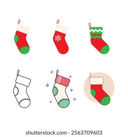 Chistmas icon sock icon vector flat design template eps 10