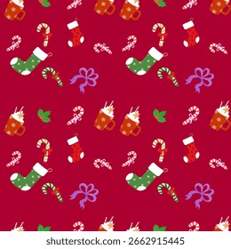 Patrón de Navidad. Fondo de Navidades, baldosas sin costura, gran opción para envolver el patrón de papel.