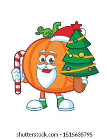 chistmas pumpkin cartoon mascot character vector