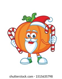 chistmas pumpkin cartoon mascot character vector