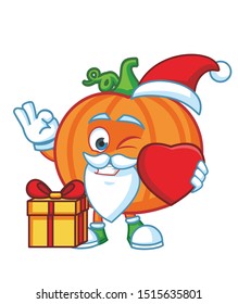 chistmas pumpkin cartoon mascot character vector