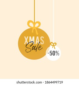 Chistmas sale banner. Red ball concept