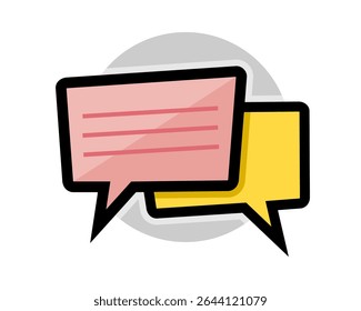 Icono de chat. Símbolo de burbujas de discurso que habla en color y versión monocromática.   