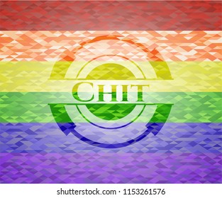 Chit emblem on mosaic background with the colors of the LGBT flag