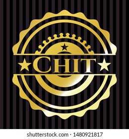 Chit gold shiny badge. Vector Illustration. Detailed.