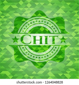 Chit green emblem with triangle mosaic background