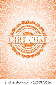 Chit-chat abstract orange mosaic emblem with background