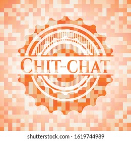 Chit-chat abstract orange mosaic emblem with background