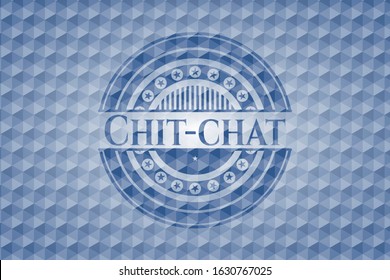 Chit-chat blue hexagon emblem. Vector Illustration. Detailed.