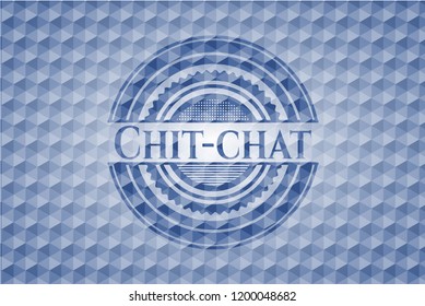 Chit-chat blue polygonal badge.