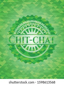 Chit-chat green emblem with mosaic ecological style background. Vector Illustration. Detailed.