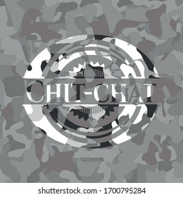 Chit-chat grey camouflaged emblem. Vector Illustration.