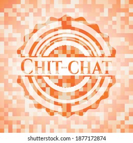 Chit-chat orange mosaic emblem with background 