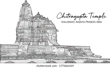 Chitragupta temple facade, South View, Khajuraho, Madhya Pradesh, India