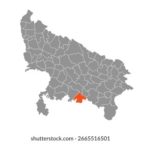 Chitrakoot District in Uttar Pradesh State Map of India