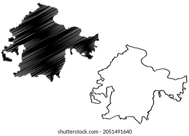 Chitrakoot District (Uttar Pradesh State, Republic Of India) Map Vector Illustration, Scribble Sketch Chitrakoot Map