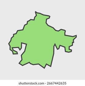 Mapa vetorial do distrito de Chitrakoot com contorno preto em negrito de Uttar Pradesh, Índia