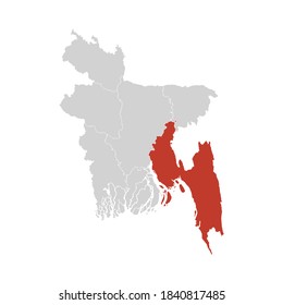 Chittagong Highlighted on Bangladesh Map Eps 10