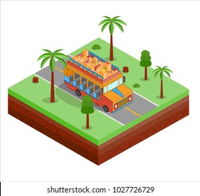 Chiva bus isometric vector illustration
