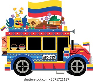  Chiva bus traditional in colombia vector illustration