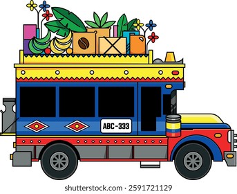 Chiva bus transport traditional in colombia vector illustration