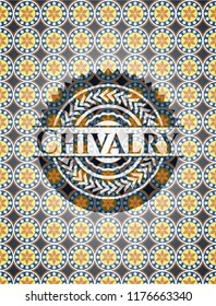 Chivalry arabesque style badge. arabic decoration.