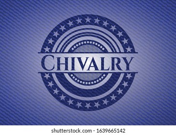Chivalry badge with denim texture. Vector Illustration. Detailed.