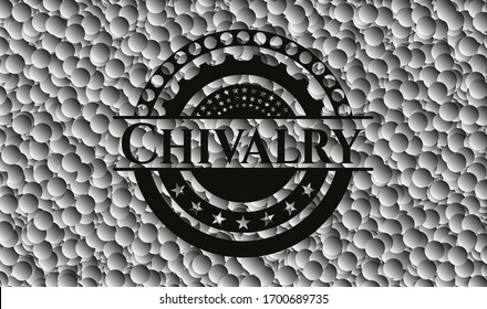 Chivalry dark badge with grey bubbles background. Vector Illustration. Detailed.