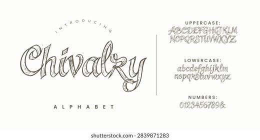 Chivalry Vintage Calligraphy Script Alphabet Font Graphic Element