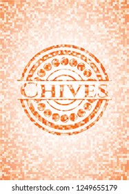 Chives abstract orange mosaic emblem with background