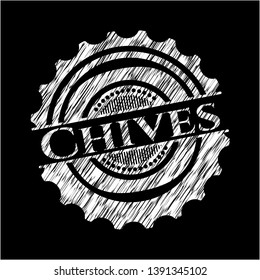 Chives with chalkboard texture. Vector Illustration. Detailed.