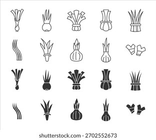 Schnittlauch-Symbol, Vektorsatzgrafik