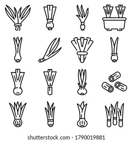 Chives icons set. Outline set of chives vector icons for web design isolated on white background svg