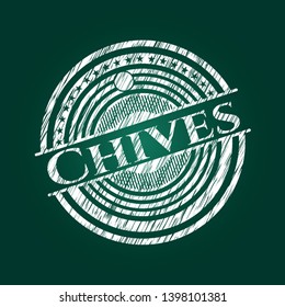 Chives on blackboard. Vector Illustration. Detailed.