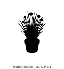 Chives plant  silhouette icon vector flat design.