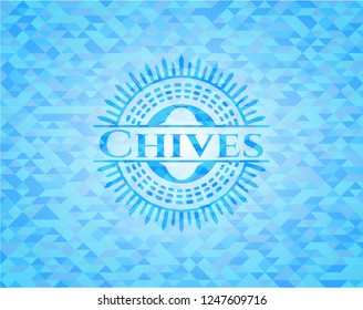 Chives sky blue emblem with mosaic ecological style background
