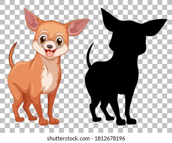 Chiwawa dog and its silhouette illustration