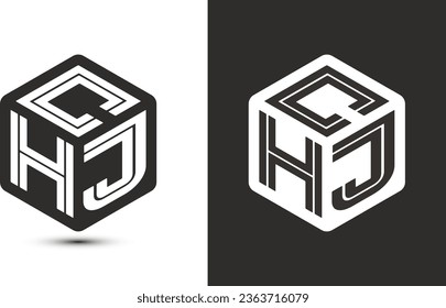 CHJ letter logo design with illustrator cube logo, vector logo modern alphabet font overlap style. Premium Business logo icon. White color on black background