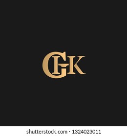 CHK logo vector. Golden initial logo on black background