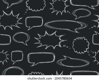 Chlakboard hand drawn speech bubble vector seamless pattern Speech balloons or comic set pattern. Can be used as wallpaper, card or banner template, backdrop, wrapping paper or for textile print