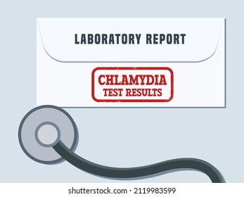 Chlamydia STD Test Results. Medical Laboratory Health Screening Report - Vector Illustration.