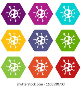 Chlamydia virus icons 9 set coloful isolated on white for web